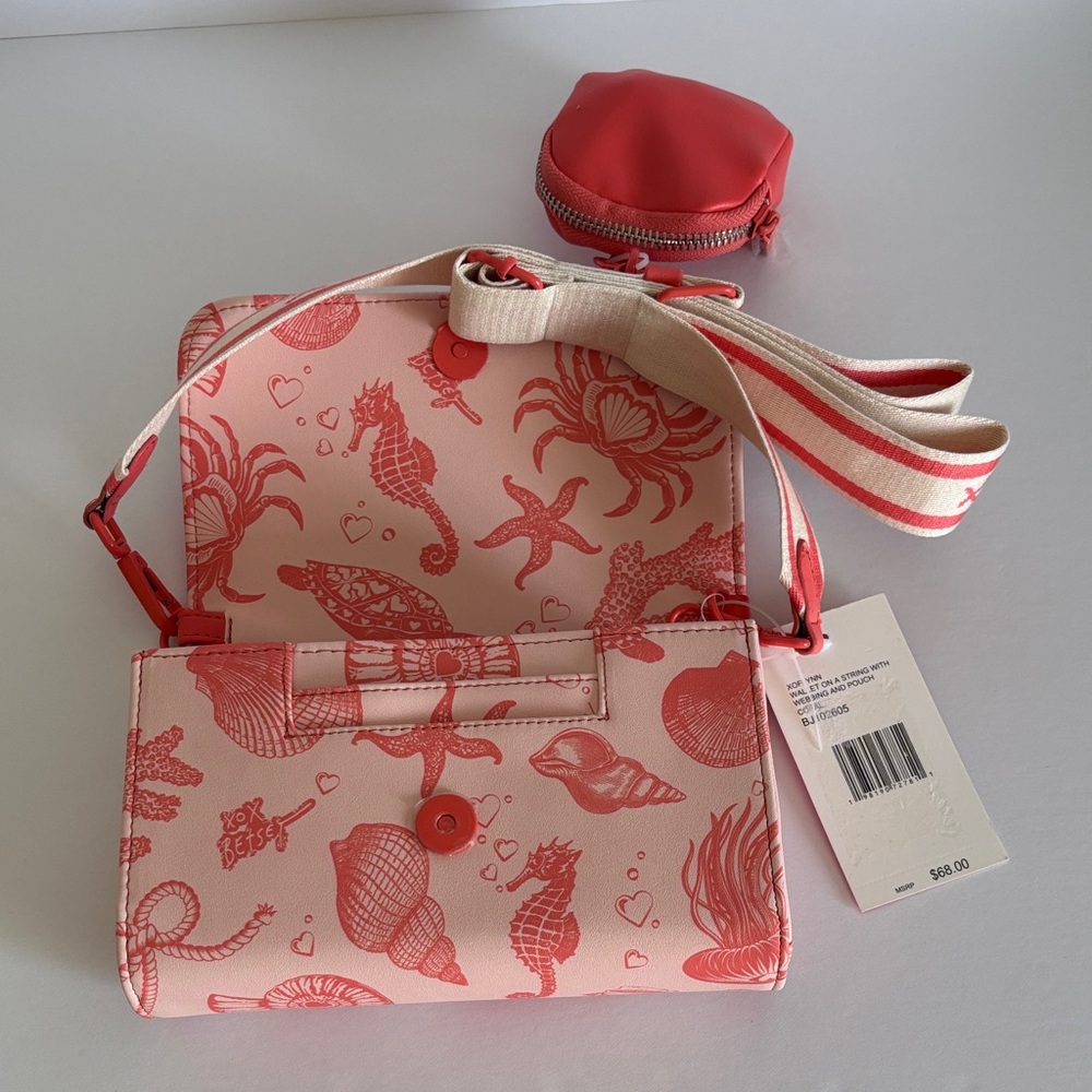 ☀️Betsey Johnson Pink Crossbody Bag With Coral Sea Life and Coin pouch - Picture 10 of 15